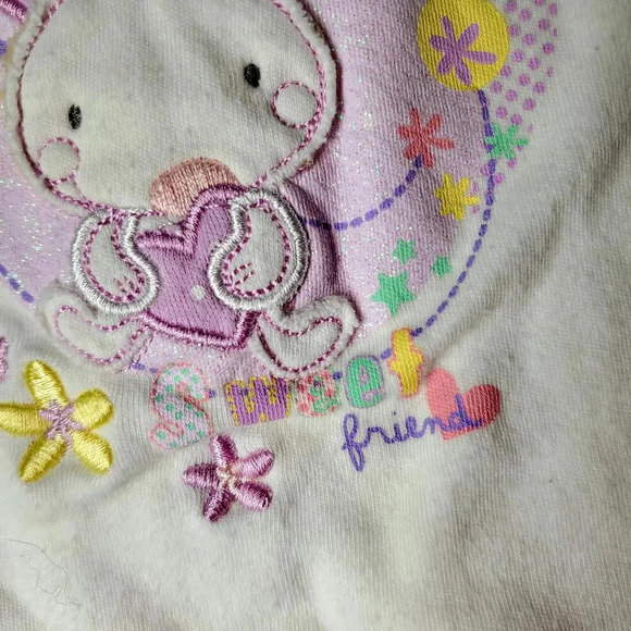 BabyWorks "Sweet Friend" Glittery White and Purple Polka Dot Bunny Top 3-6MOS - Picture 10 of 12